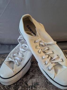Converse White Low Top Canvas Sneakers